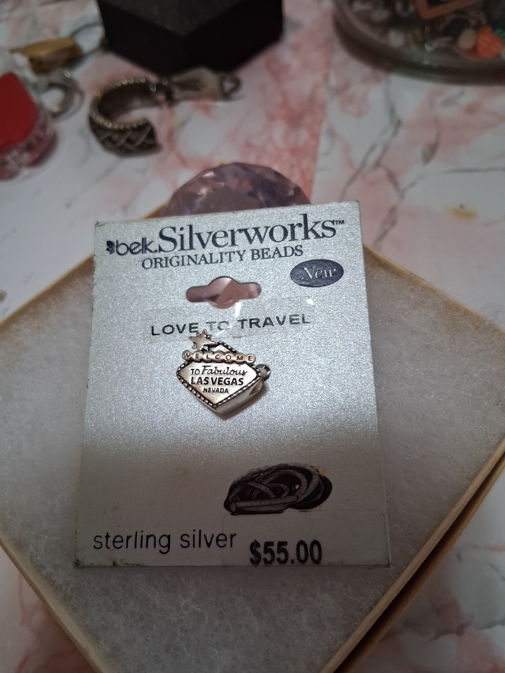 Silverworks Sterling Silver Las Vegas Heart Charm - Silver